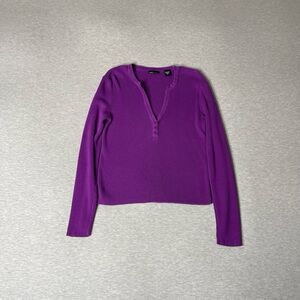 Victorias Secret Moda International Vintage Ribbed Henley Sweater Top